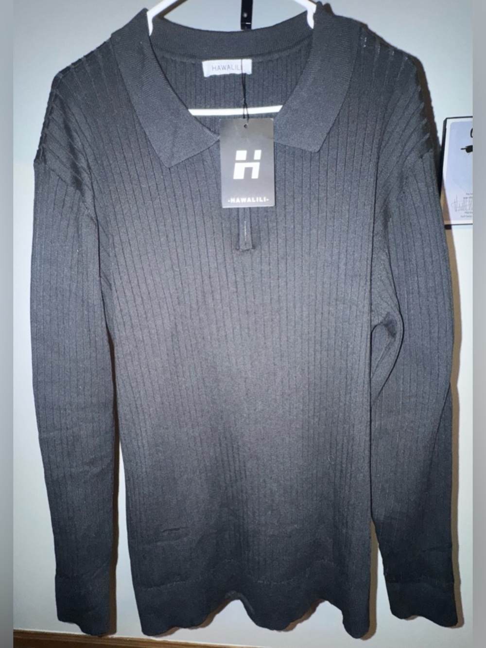 BNWT Hawalili Zip Up Collared Tunic 90s Vintage Unisex Black - Large